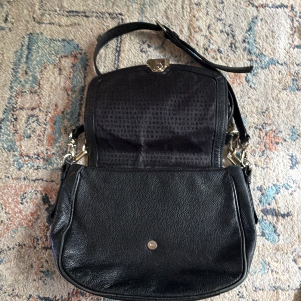 kate spade new york Black Pebbled Crossbody Bag Detachable Strap Gold Hardware - Picture 3 of 9